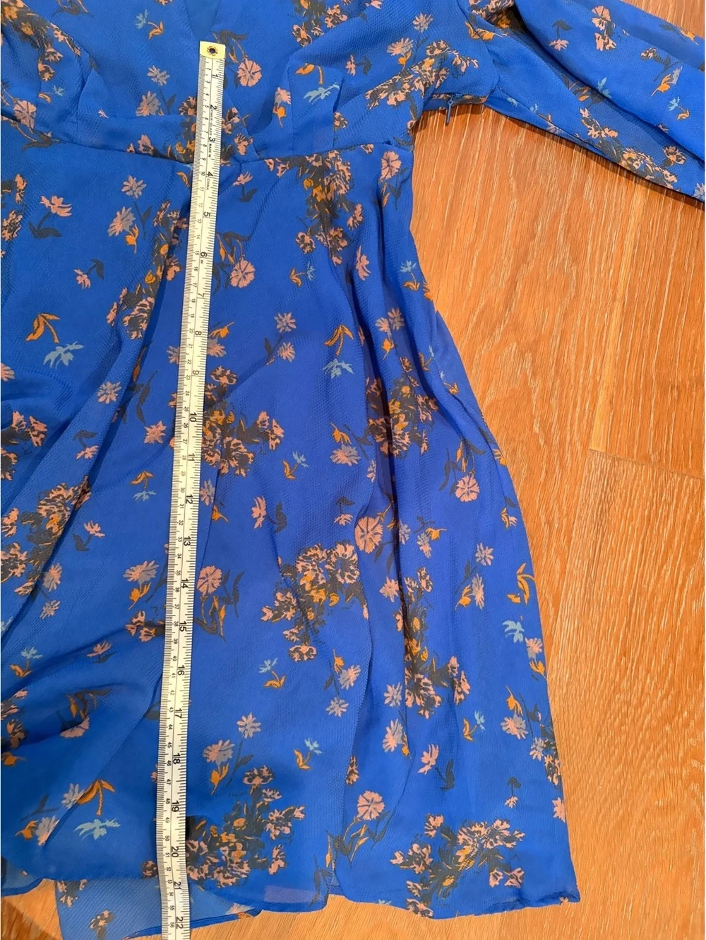Free People Blue Floral Dress Bell Sleeve Size Small